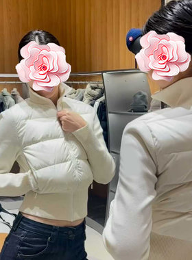 100白鸭绒羊毛针织长袖羽绒服