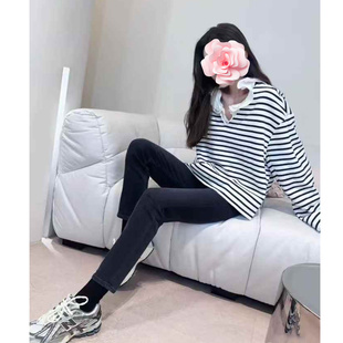 原439 花边圆领 特惠249 娜扎同款 条纹薄卫衣 25新款 不退不换