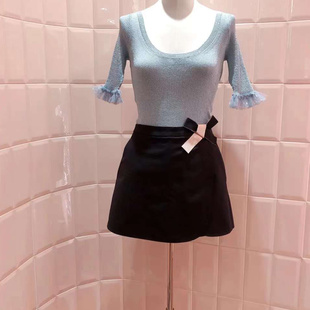 撞色织带蝴蝶结 特惠99 裹式 搭片 不退不换 高腰A摆裙裤 原439