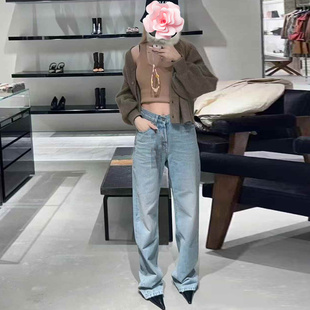 不退不换 原469 特惠239 25新款 V字腰 显瘦显腿长浅蓝直筒牛仔裤