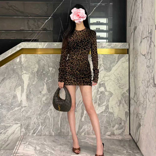 原439 豹纹弹力修身 特惠259 海丽同款 网纱连衣裙 25新款 不退不换