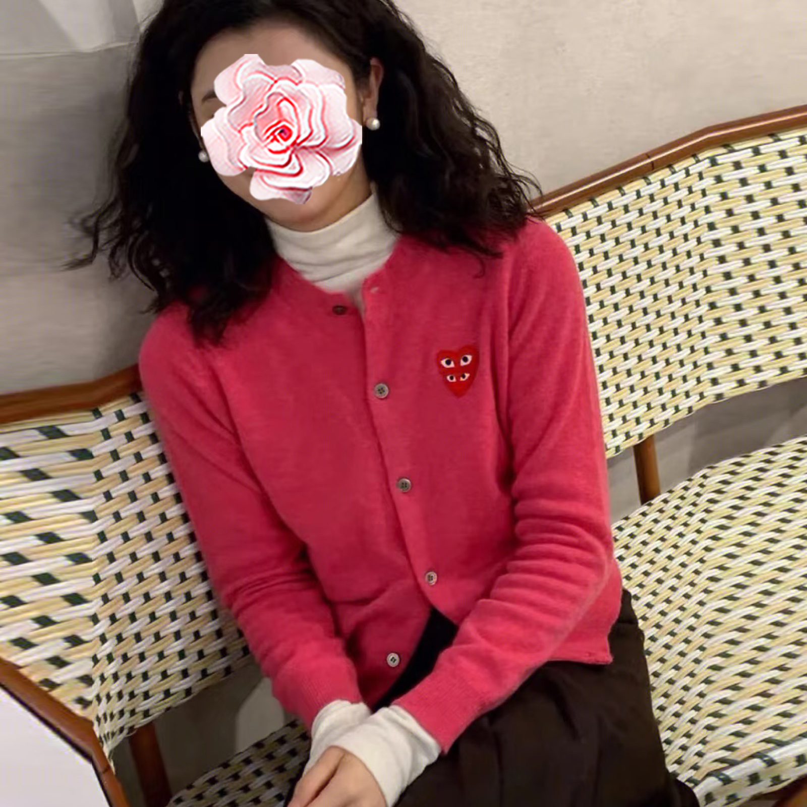 可爱小怪兽60支超细羊毛针织开衫