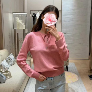 26新款 特惠269 珊瑚粉 蝴蝶结系带 不退不换 羊毛针织衫 原469