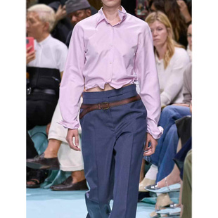 刘雯同款 不退不换 25新款 特惠249 橡胶条花边衣摆纯棉衬衣 原439