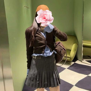 26新款 特惠259 精纺羊毛腰带扣中腰百褶短半身裙 原469 不退不换