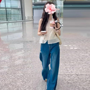 原439 高腰阔腿弯刀牛仔裤 特惠239 吴宣仪同款 25新款 不退不换