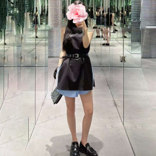 不退不换 原599 309 26新款 精纺羊毛拼接衬衣假两件连衣裙