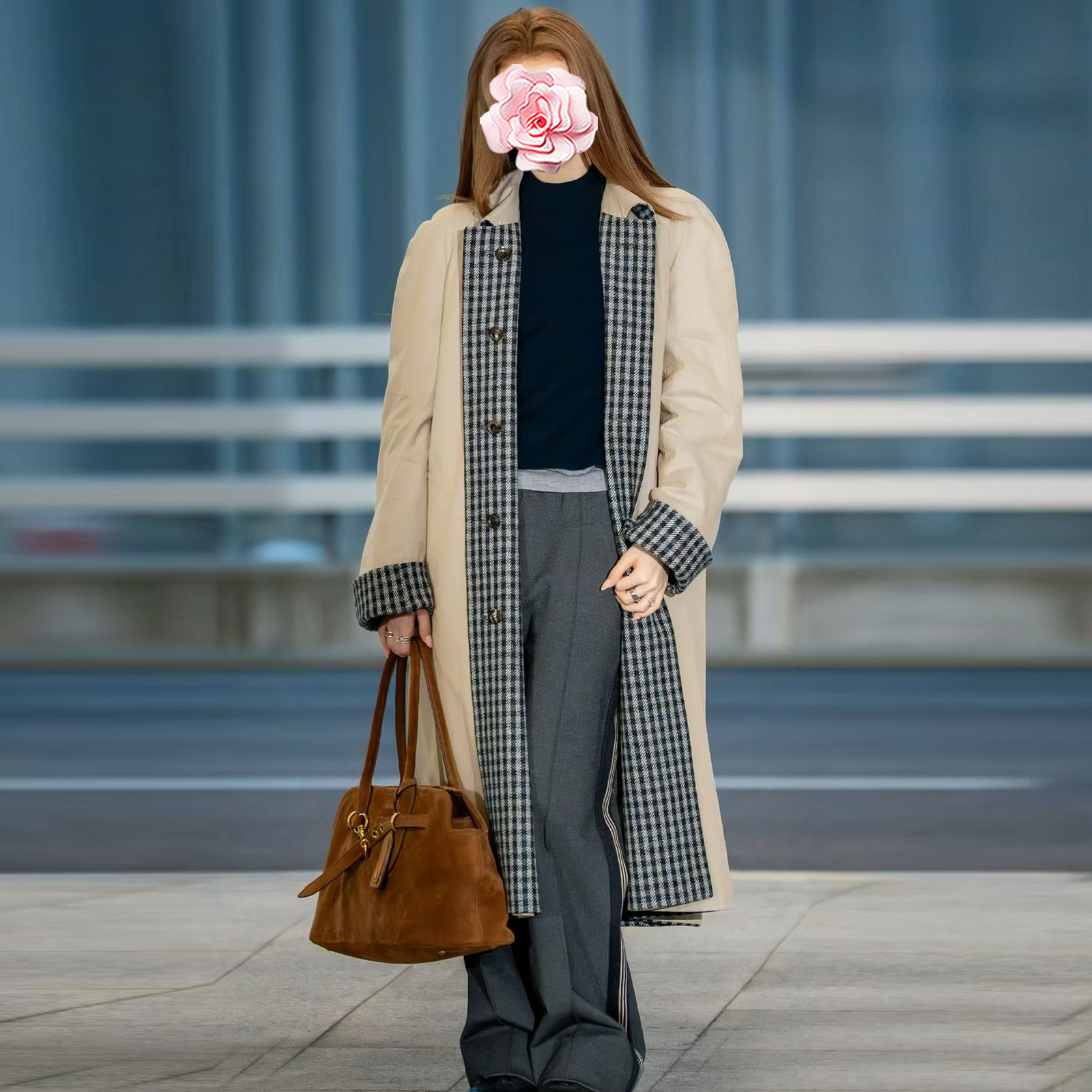 里外两穿风衣+羊毛薄毛呢大衣