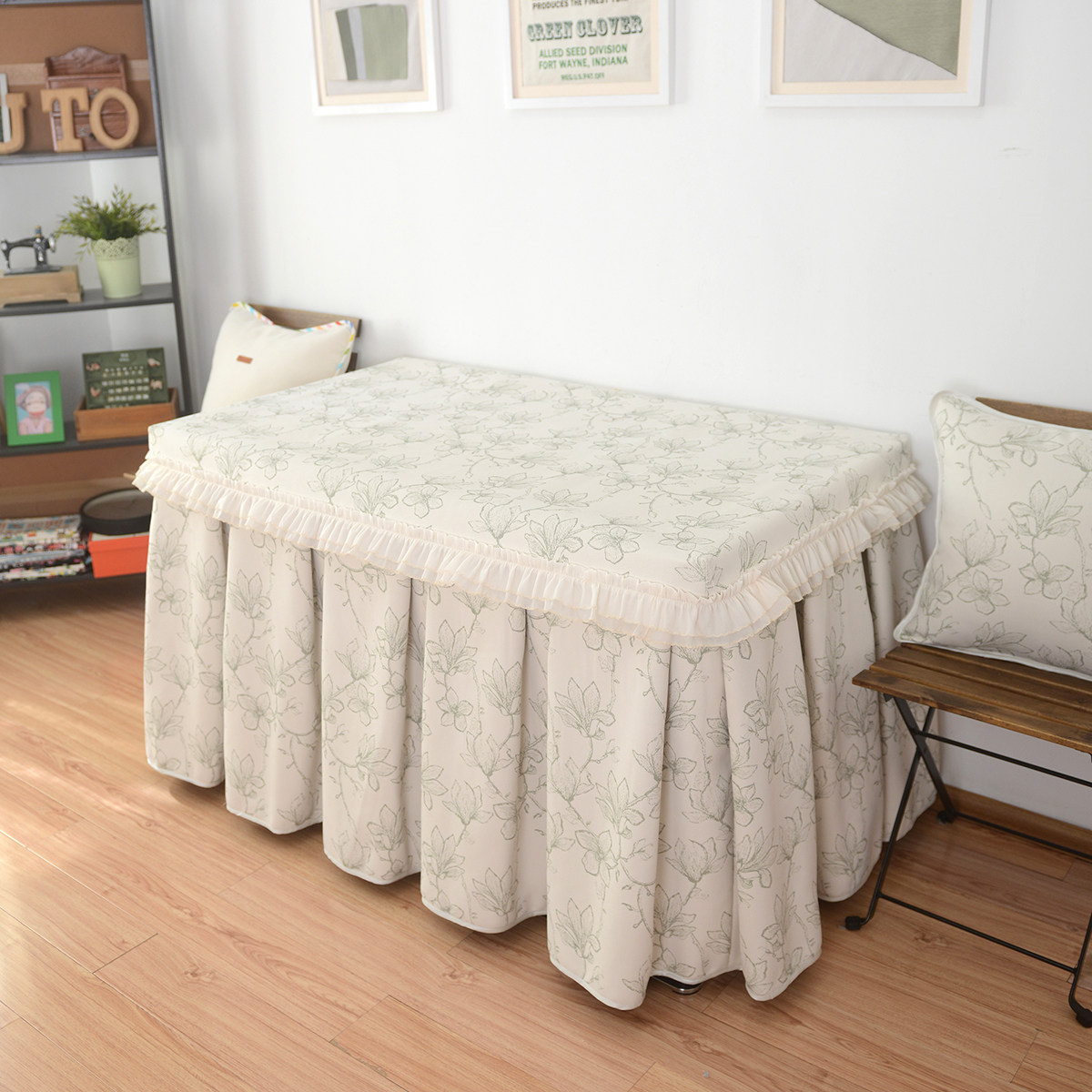 冬季新款小清新法式奶油保暖加绒玉兰花烤火罩电炉罩电取暖桌罩套,居家布艺,烤火罩,淘宝优惠券,粉丝福利购,淘宝优惠卷