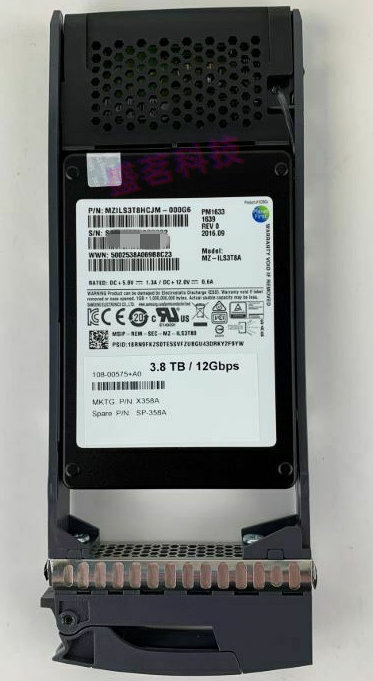 NETAPP X358A-R6 SP-X358A 3.8TB 12Gb SSD 108-00575 DS224C硬盘