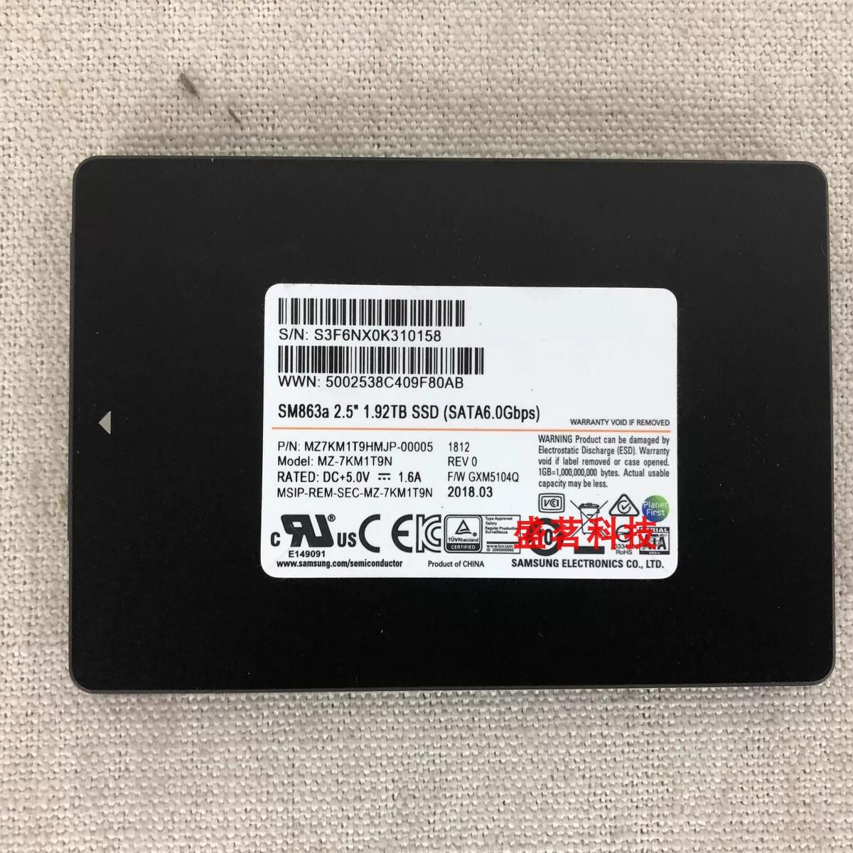 三星 SM863a MZ7KM1T9HMJP-00005 1.92T 2.5 SSD MZ-7KM1T9N 硬盘