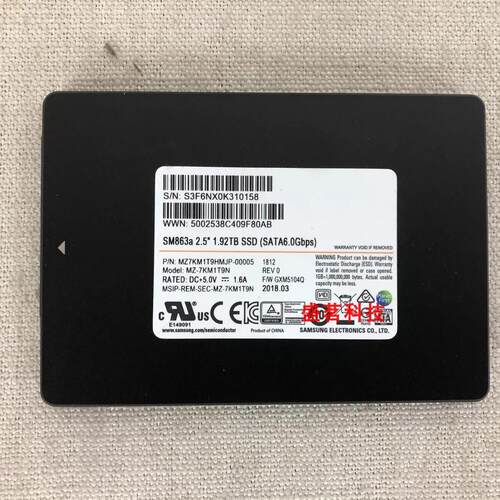三星 SM863a MZ7KM1T9HMJP-00005 1.92T 2.5 SSD MZ-7KM1T9N 硬盘