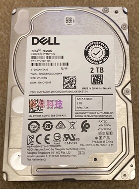 DELL ST2000NX0423 0VR92X 2T 7.2K 2.5 SATA R640/740服务器硬盘