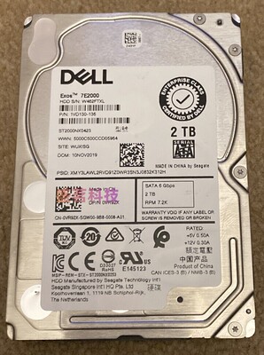 DELL ST2000NX0423 0VR92X 2T 7.2K 2.5 SATA R640/740服务器硬盘