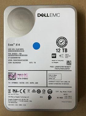 DELL EMC ST12000NM0158 0YMN53 12T SAS 12G 3.5 256M服务器硬盘
