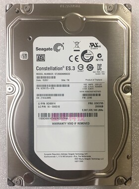 联想 希捷 03X3795 ST2000NM0033 2T 7.2K SATA 3.5 03T7866 硬盘