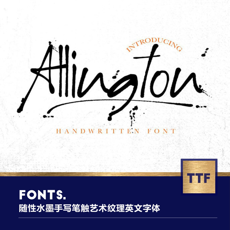 tm densign水墨笔刷手写书法艺术纹理设计字体font设计素材