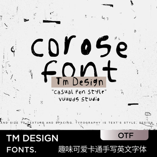 procreate手写英文字体 1款 可爱卡通字体趣味手写英文字体ps