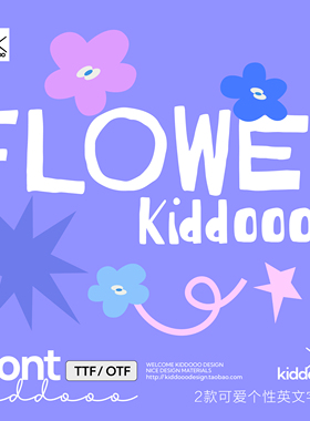 2个可爱随性童趣纯真卡通英文字体ai ps pr word procreate字体包