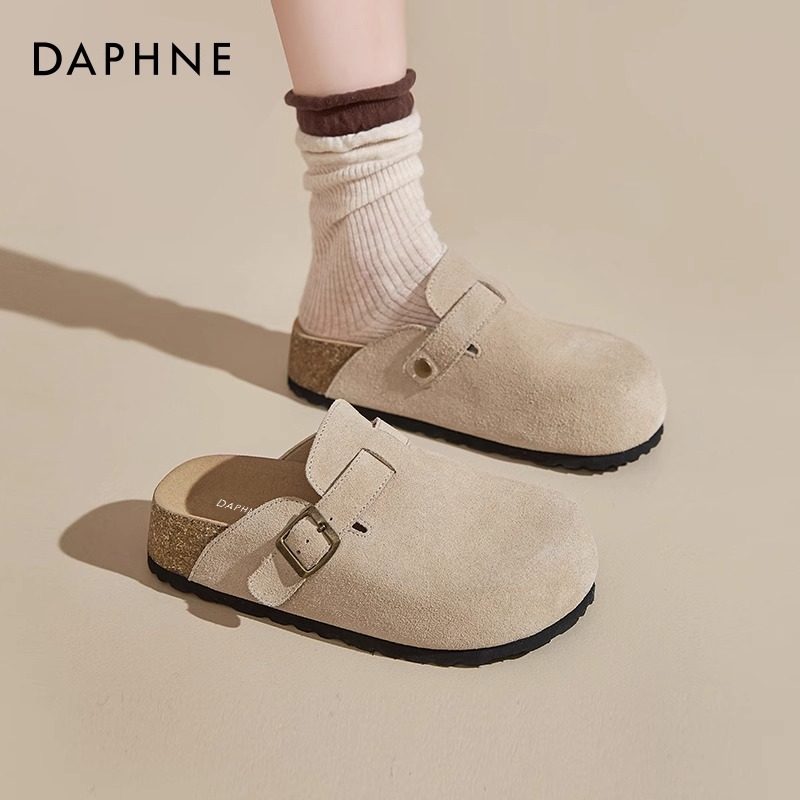 达芙妮软底勃肯鞋女2025新款春季厚底增高外穿包头半拖鞋子一脚蹬