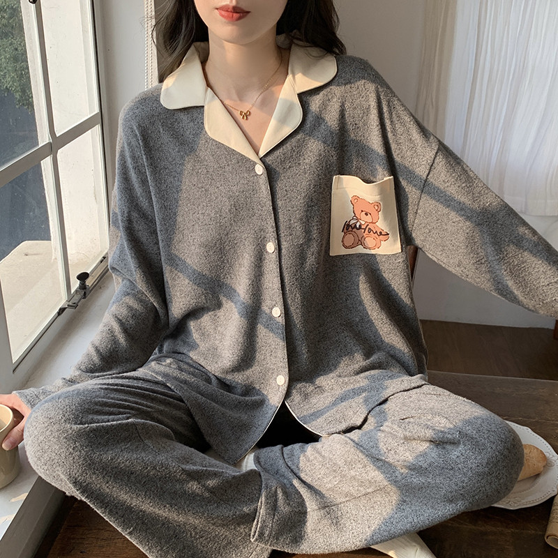 德绒睡衣女秋冬季2025新款保暖加厚磨毛女士加绒家居服套装可外穿