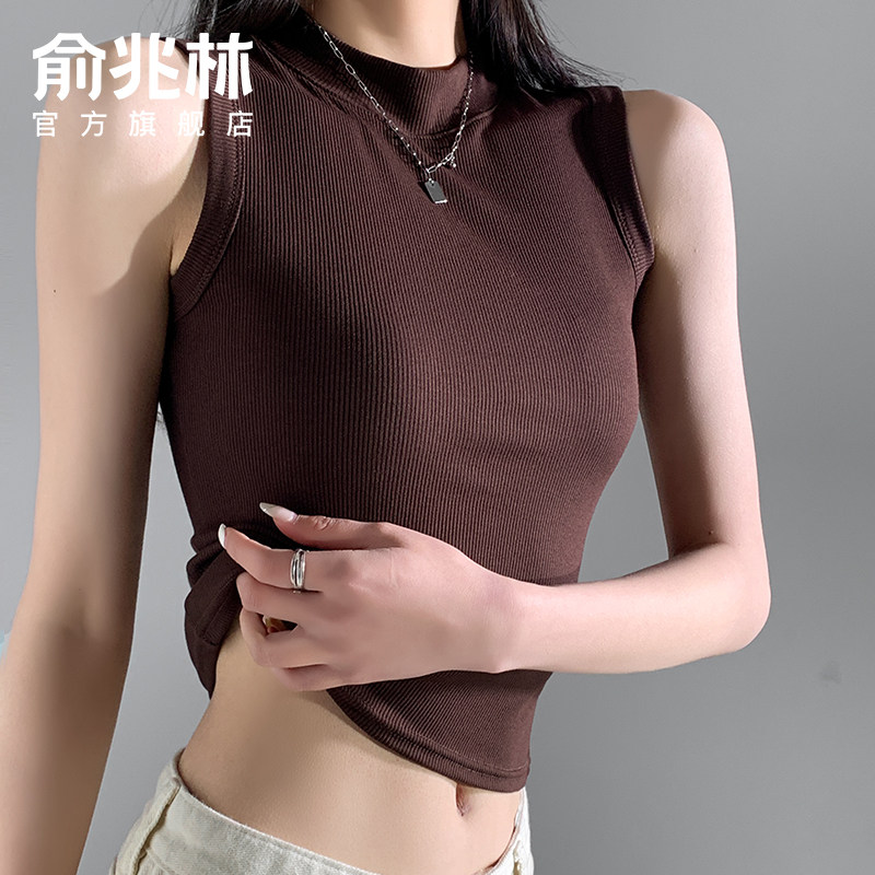 咖色圆领吊带背心女内搭2026新款夏季外穿遮副乳螺纹无袖打底上衣