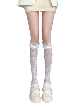 小腿蕾丝袜子白丝过膝