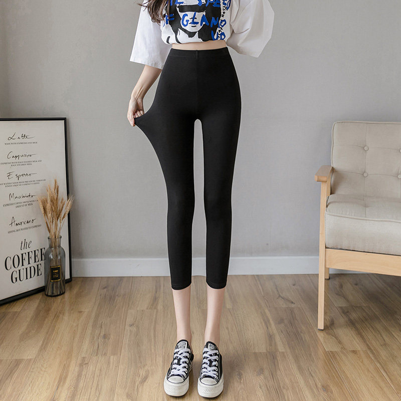 thumbnail for 莫代尔七分打底裤女外穿配裙子的九分薄款大码黑色秋裤2026新款夏