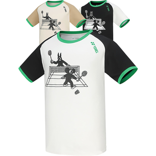 新款 速干运动上衣T恤115424BCR YONEX尤尼克斯yy羽毛球服男女短袖