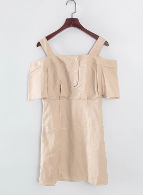 香蕉系列 夏季新款专柜女装库存折扣甜美撞色线背带连衣裙Y4497A