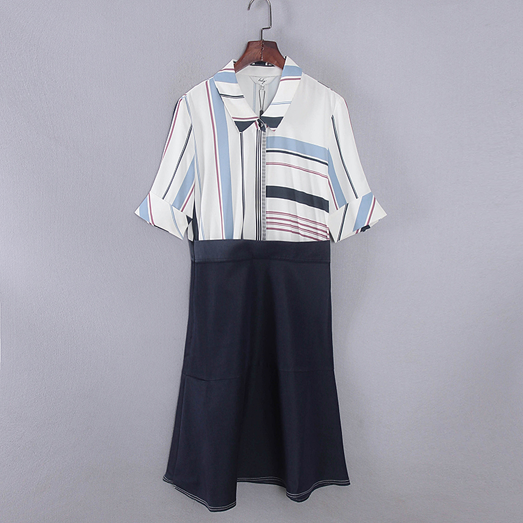 气质优雅A字裙聚酯纤维拼色