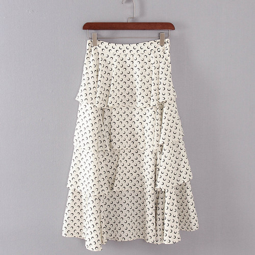 碧系列 春夏新款品牌女装库存折扣淑女风印花蛋糕裙半身裙F1860B