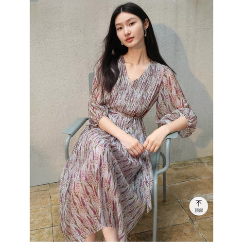 清仓欧洲站复古绣花桑蚕丝连衣裙26新款洋气典雅中长款真丝裙子女