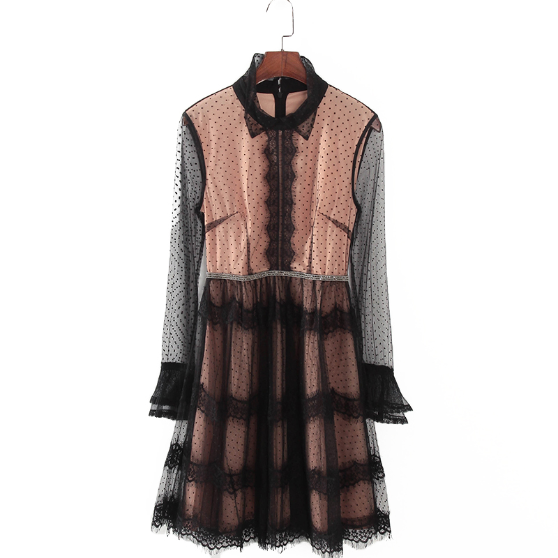 碧系列 春夏新款品牌女装库存折扣公主风长袖连衣裙F1791B