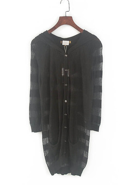 非系列 新款春季女装库存折扣 黑色门襟有扣毛衫薄款针织衫Y2330C