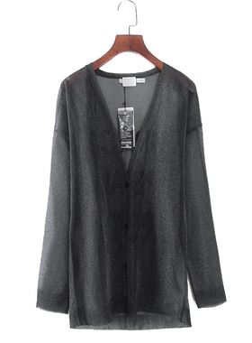 MC系列 春秋新品品牌女装库存折扣黑灰色针织衫开衫S2912C