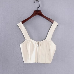 专柜库存折扣浅杏吊带背心套装 女装 Y4914B 春秋新款 香蕉系列