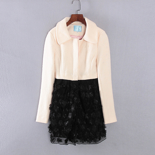 库存折扣中长款 秋冬女装 重工绣花外套Y3802 新款 林系列