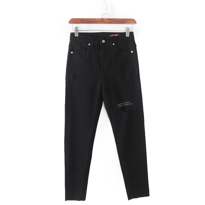 紧身适中春秋黑色牛仔裤