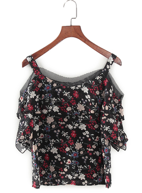 碧系列 夏季新款品牌女装库存折扣法式甜美印花上衣F1741C