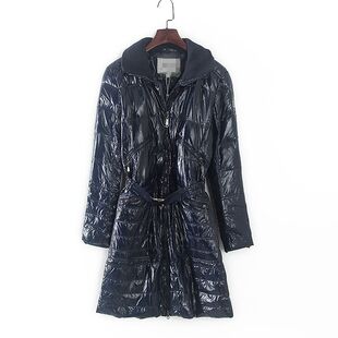 库存折扣蓝色收腰翻领中长款 安系列 专柜女装 新款 羽绒服Y1467 冬季