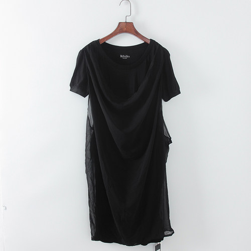 通勤风纯色短袖连衣裙