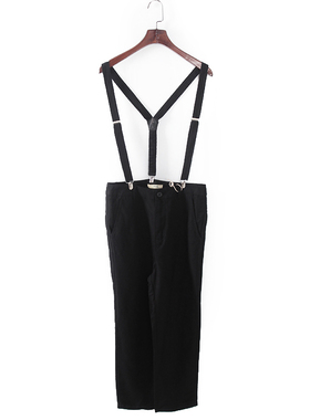 坚持系列 新品春秋款专柜女装库存折扣休闲百搭黑色背带裤F595A