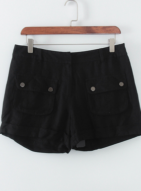 贝系列 春夏新款品牌库存折扣女装黑色显瘦通勤休闲短裤F360D