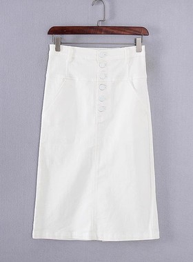 香蕉系列 春秋新款专柜女装库存折扣中长款牛仔半身裙Y4755B