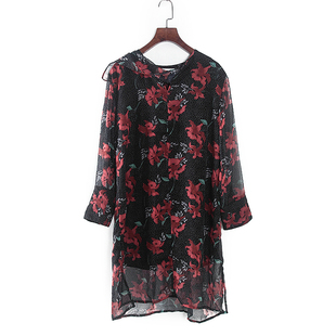 专柜女装 新款 库存折扣黑花色点点连衣裙Y4485C 春夏季 香蕉系列