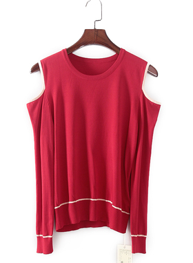 索系列 春秋新款品牌库存折扣女装韩版露肩时尚长袖针织衫F840A