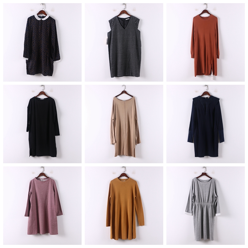 简约大气纯色条纹连衣裙