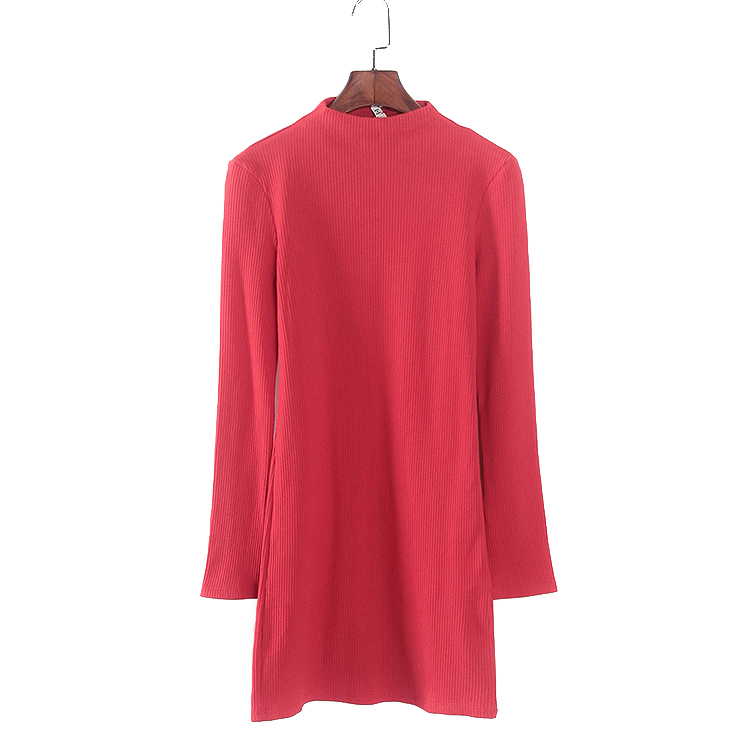红色商务针织连衣裙连衣裙