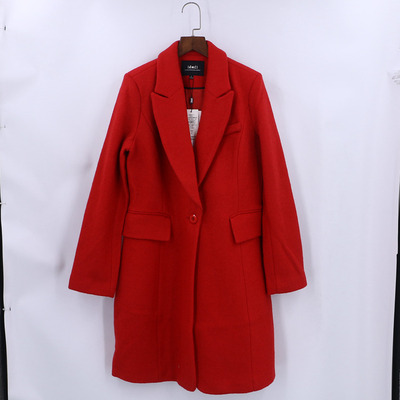 孤品系列 秋冬新款女装品牌库存折扣大红色一粒扣大衣D1111